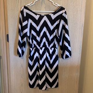 Black and white chevron dress